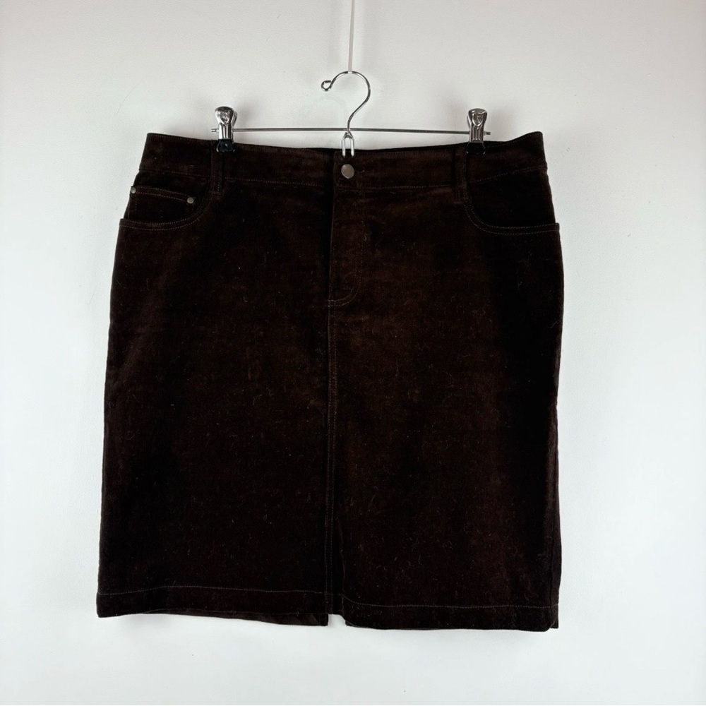 Charter Club Women's Vintage Corduroy Velvet Brown Pencil Skirt 12 Work Classic